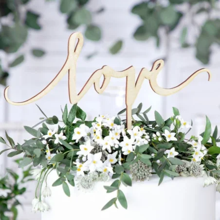 CAKE TOPPER LOVE IN LEGNO PARTY DECO