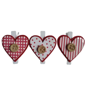 CLIP CUORI IN LEGNO (3 PZ)