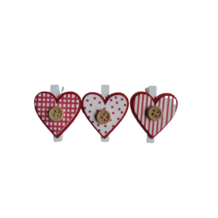 CLIP CUORI IN LEGNO (3 PZ)