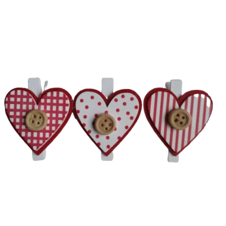 CLIP CUORI IN LEGNO (3 PZ)