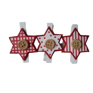 CLIP STELLE NATALE IN LEGNO (3 PZ)