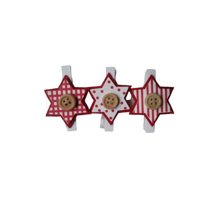 CLIP STELLE NATALE IN LEGNO (3 PZ)