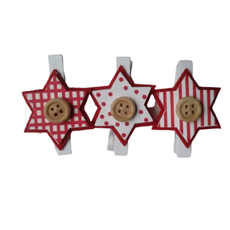 CLIP STELLE NATALE IN LEGNO (3 PZ)