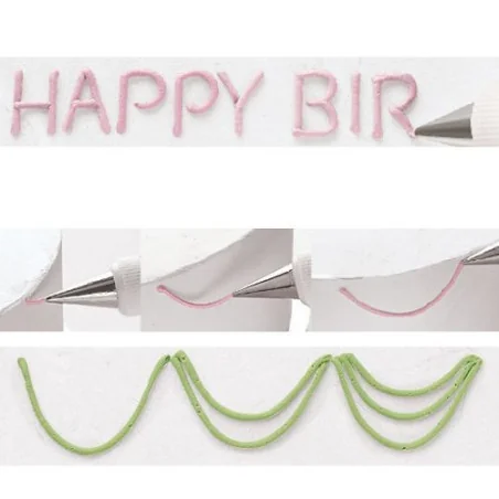BECCUCCIO N. 3 SCRITTORE ROTONDO WILTON Decorazioni dolci e Cupcakes con Sac a Poche