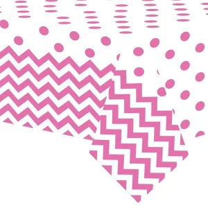 TOVAGLIA POIS E CHEVRON ROSA PARTY 137X259CM 2
