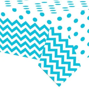 TOVAGLIA POIS E CHEVRON TURCHESE PARTY 137X259CM