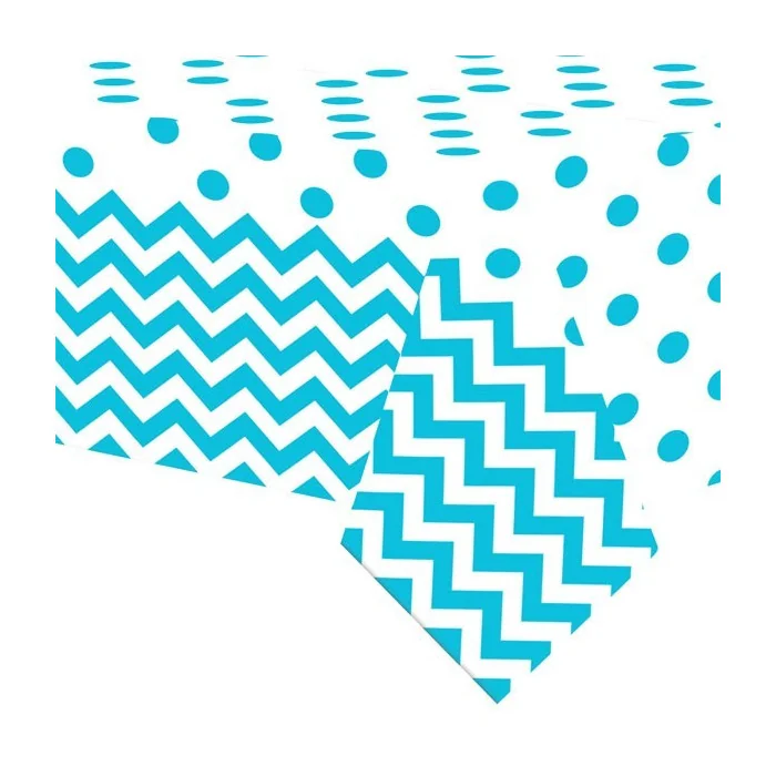TOVAGLIA POIS E CHEVRON TURCHESE PARTY 137X259CM