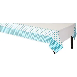 TOVAGLIA POIS E CHEVRON TURCHESE PARTY 137X259CM 2