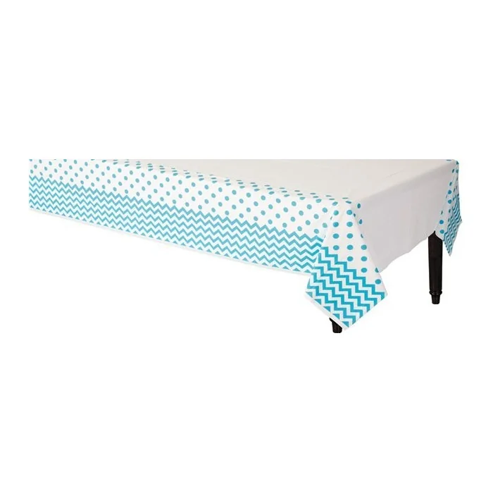 TOVAGLIA POIS E CHEVRON TURCHESE PARTY 137X259CM