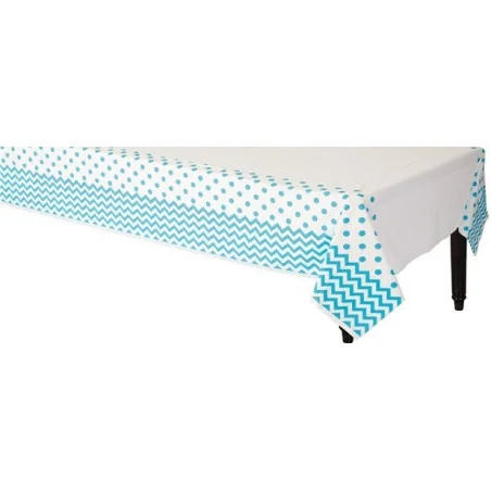 TOVAGLIA POIS E CHEVRON TURCHESE PARTY 137X259CM