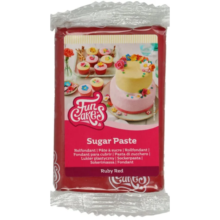 PASTA DI ZUCCHERO ROSSO RUBINO (250G) FUNCAKES RUBY RED