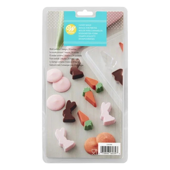 STAMPO CIOCCO-CANDY CAROTE E CONIGLI MINI WILTON - Stampi per Cioccolatini - Caramelle - Lollipop - WILTON