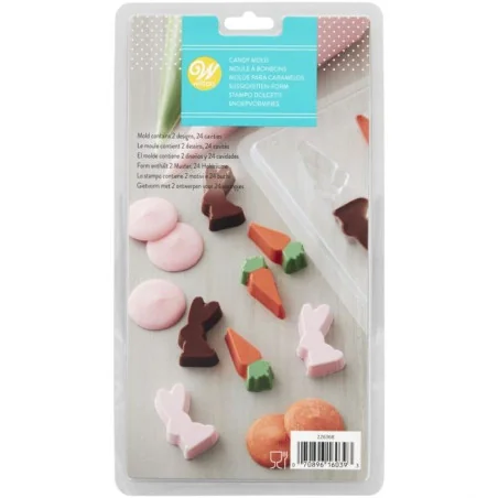 STAMPO CIOCCO-CANDY CAROTE E CONIGLI MINI WILTON - Stampi per Cioccolatini - Caramelle - Lollipop - WILTON