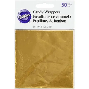 CF. 50 FOGLI INCARTO PER DOLCI CARMELLE ORO WILTON