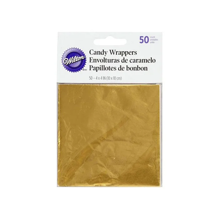 CF. 50 FOGLI INCARTO PER DOLCI CARMELLE ORO WILTON