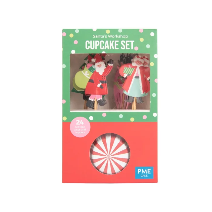 Set per Cupcakes Babbo Natale (24 pirottini e toppers)