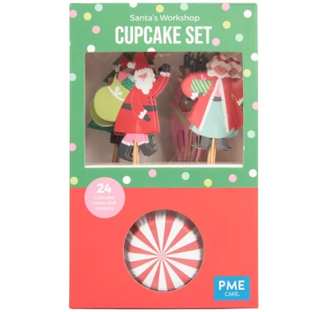 Set per Cupcakes Babbo Natale (24 pirottini e toppers)
