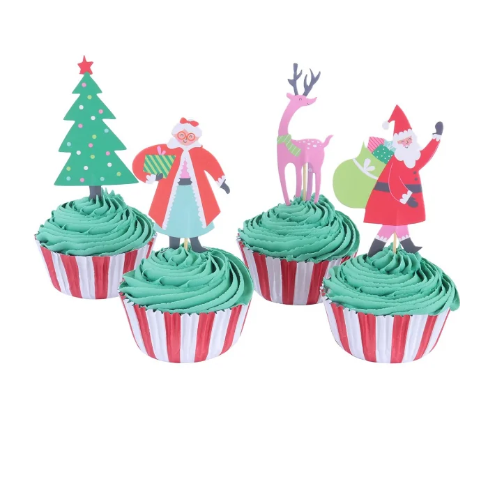 Set per Cupcakes Babbo Natale (24 pirottini e toppers)