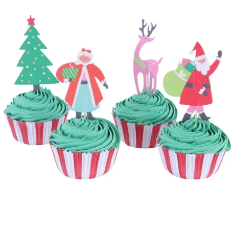 Set per Cupcakes Babbo Natale (24 pirottini e toppers)