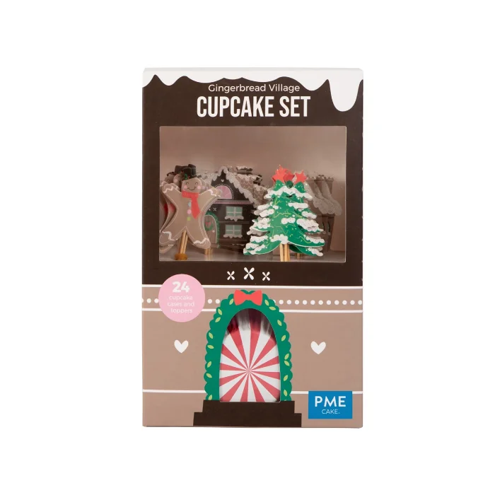 Set Per Cupcakes Villaggio di Natale (24 pirottini e toppers)