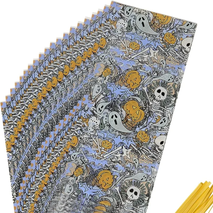 CF. 20 SACCHETTI PORTADOLCI FANTASMI CON TESCHI E ZUCCHE WILTON