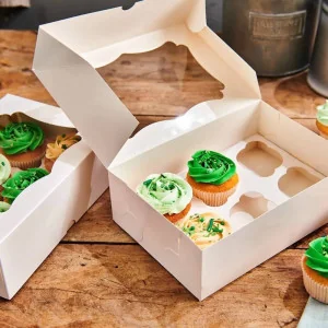 Set di 3 Scatole Box per 6 Cupcakes Bianche