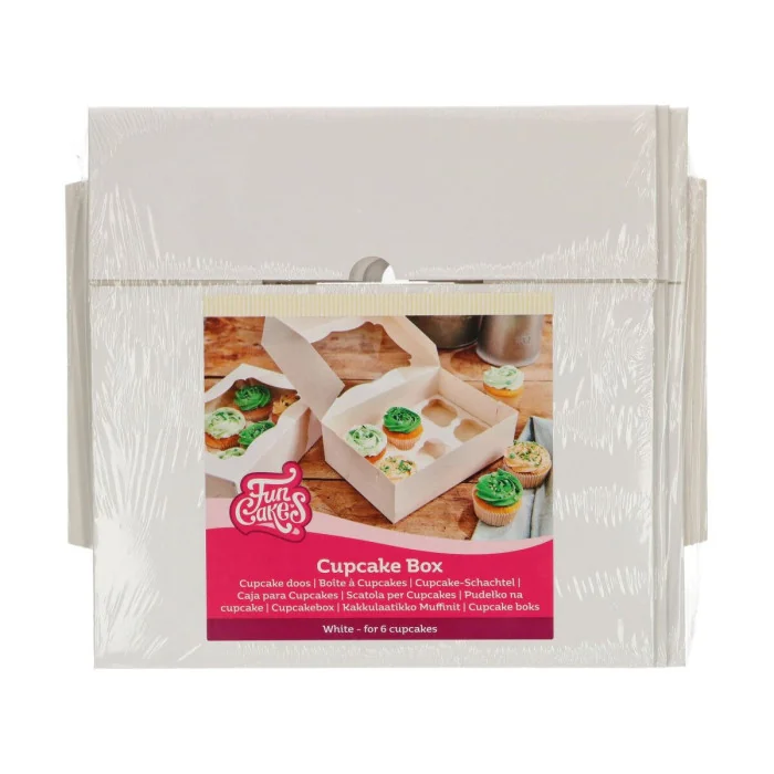 Set di 3 Scatole Box per 6 Cupcakes Bianche