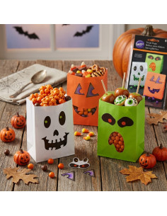 CF. 6 SACCHETTI PORTADOLCI REGALO HALLOWEEN CON ADESIVI WILTON