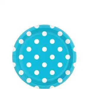 PIATTINI DI CARTA TURCHESE POIS DESSERT PARTY 18CM (8PZ)