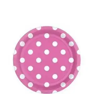 PIATTINI DI CARTA ROSA POIS DESSERT PARTY 18CM (8PZ)