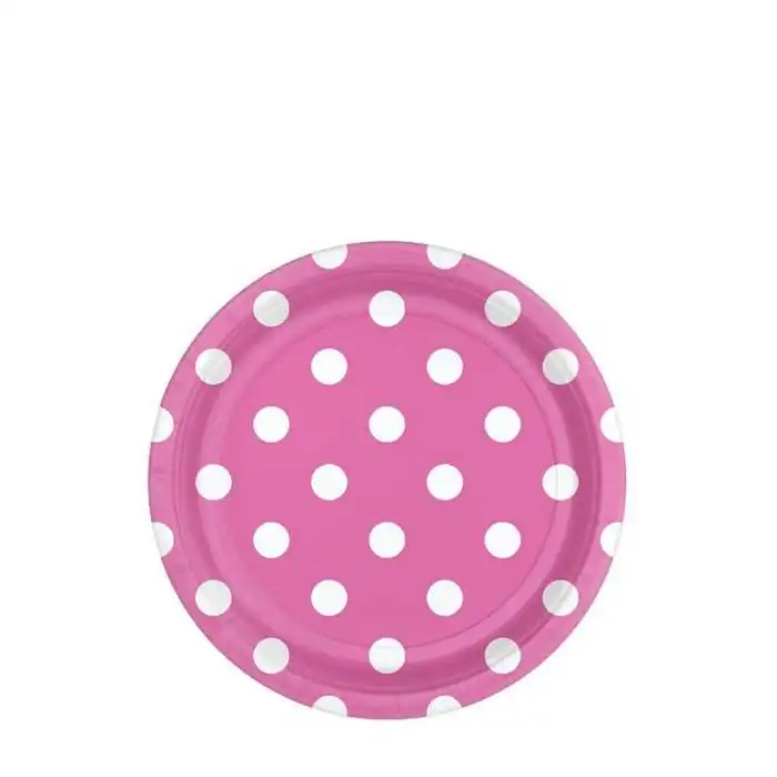PIATTINI DI CARTA ROSA POIS DESSERT PARTY 18CM (8PZ)