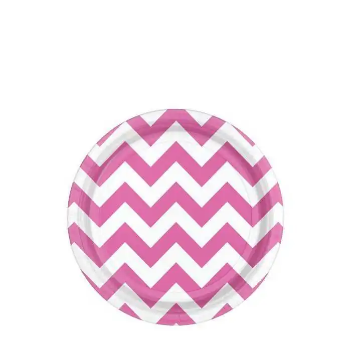 PIATTINI DI CARTA ROSA CHEVRON DESSERT PARTY 18CM (8PZ)