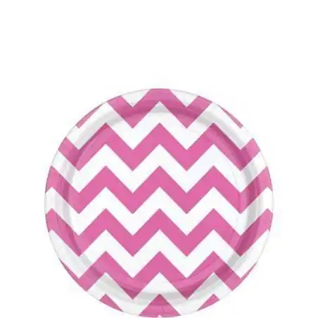 PIATTINI DI CARTA ROSA CHEVRON DESSERT PARTY 18CM (8PZ)