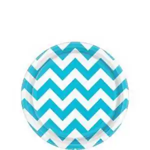 PIATTINI DI CARTA TURCHESE CHEVRON DESSERT PARTY 18CM (8PZ)