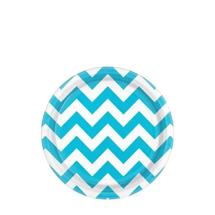 PIATTINI DI CARTA TURCHESE CHEVRON DESSERT PARTY 18CM (8PZ)
