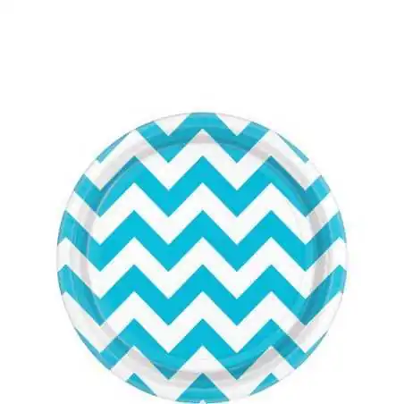 PIATTINI DI CARTA TURCHESE CHEVRON DESSERT PARTY 18CM (8PZ)