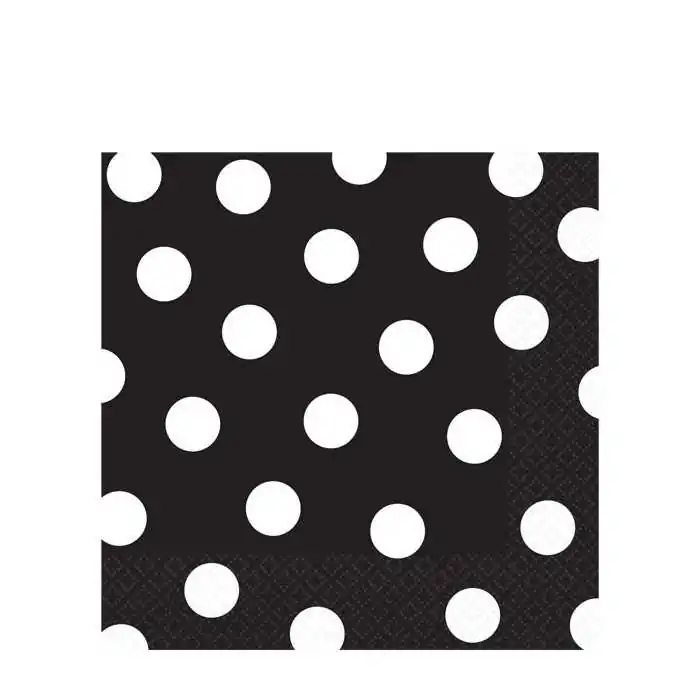 TOVAGLIOLI DI CARTA NERI POIS PARTY 33CM (16PZ)