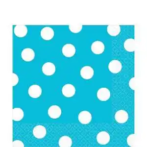 TOVAGLIOLI DI CARTA TURCHESE POIS PARTY 33CM (16PZ)