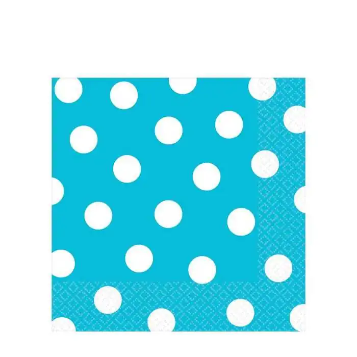 TOVAGLIOLI DI CARTA TURCHESE POIS PARTY 33CM (16PZ)