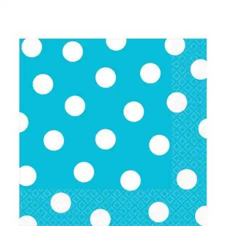 TOVAGLIOLI DI CARTA TURCHESE POIS PARTY 33CM (16PZ)