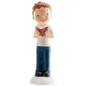 STATUINA COMUNIONE BAMBINO CON BIBBIA (13CM) DECORATIVA