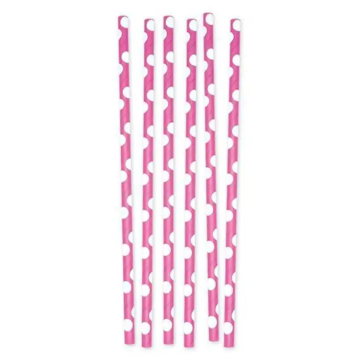 CANNUCCE DI CARTA FUXIA POIS 12PZ