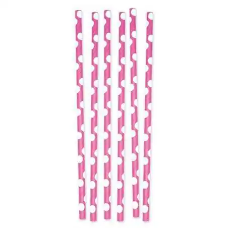 CANNUCCE DI CARTA FUXIA POIS 12PZ