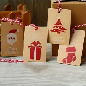 SET 4 ETICHETTE NATALE MERRY CHRISTMAS