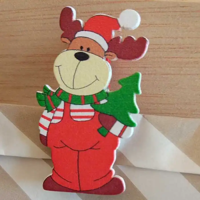 SET 5 CLIP NATALE IN LEGNO ROSSO (3 PZ)