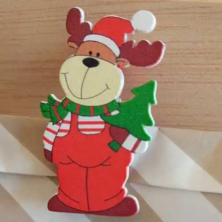 SET 5 CLIP NATALE IN LEGNO ROSSO (3 PZ)