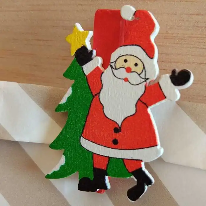 SET 5 CLIP NATALE IN LEGNO ROSSO (3 PZ)
