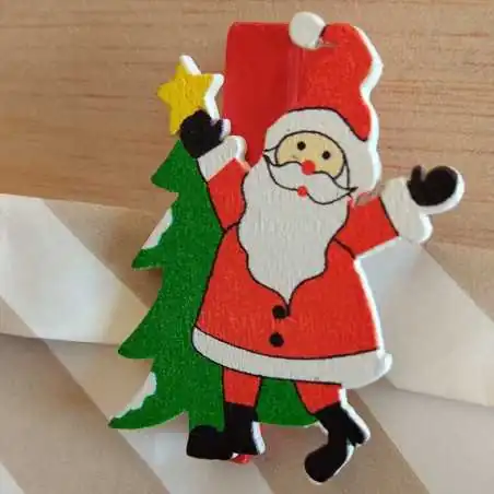 SET 5 CLIP NATALE IN LEGNO ROSSO (3 PZ)